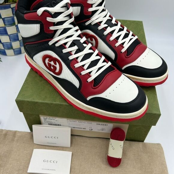 Men’s Gucci MAC 80 high top leather sneakers size 11 made in Italy - Picture 3 of 10